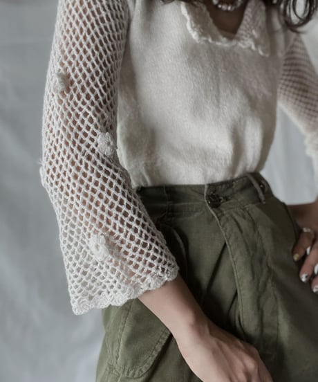 【USED】   Crochet Knit L/S Top②/210921-037