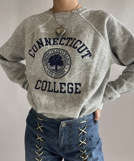【USED】 80's CONNECTICUT College Sweat Top/241221-008