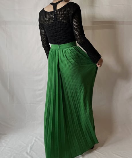 【USED】 Poly Long Pleats Skirt①/20210819-005