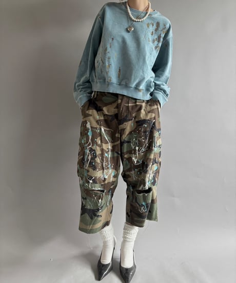 【USED】 Military Camouflage Cut Off Paint Pants /250925-010