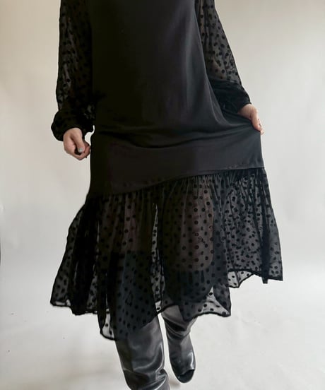 【USED】  Made in Italy MM6 Maison Martin Margiela Dot Pattern L/S Long One Piece   /250412-040