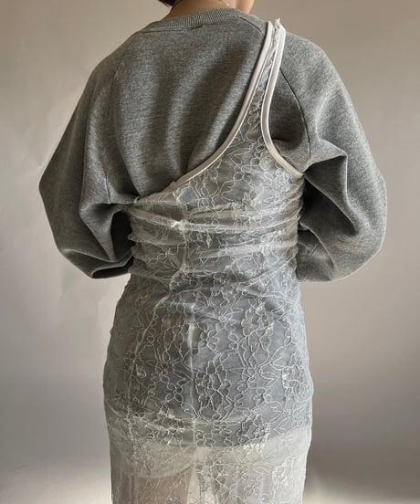 【USED】 Lace Patterned Lame Camisole Long One-Piece /241207-040