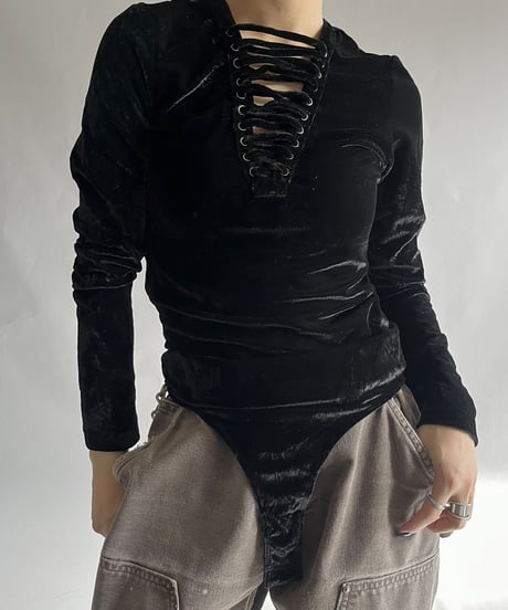 【USED】 Velour Leotard Top /241214-017