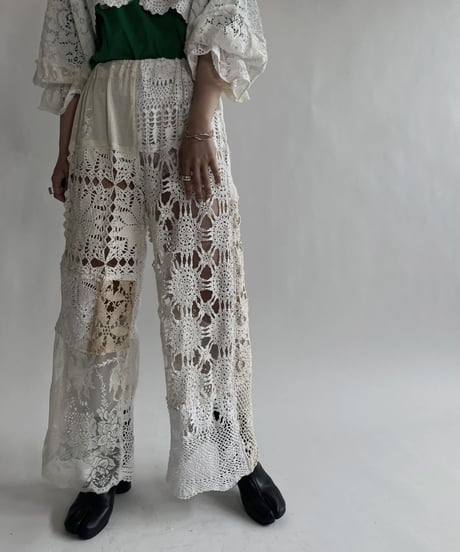【RE;CIRCLE】 RE Crochet Lace Patchwork Pants / 220526-035