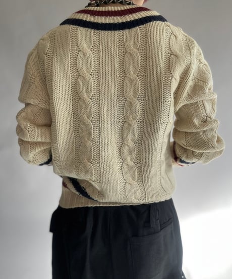 【USED】100% Virgin Wool V Neck Wool Knit Top/241130-025