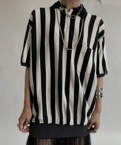 【USED】 Poly Long Sleeve Striped Top / 220709-017