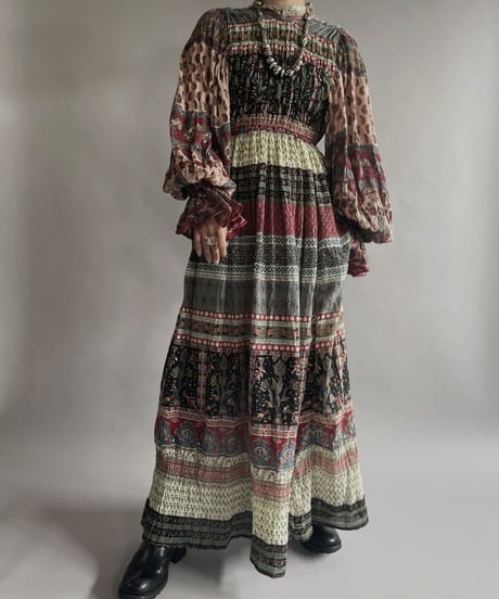 【RE;CIRCLE】 RE Indian Cotton Balloon Sleeved One-piece / 220901-002