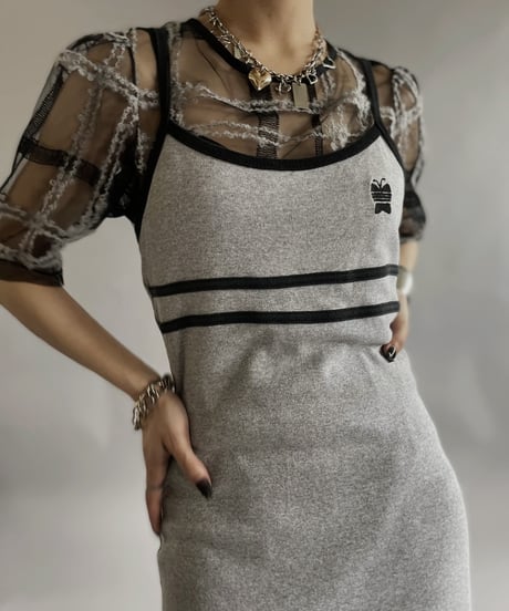 【USED 】Check Patterned Sheer Top /240511-004
