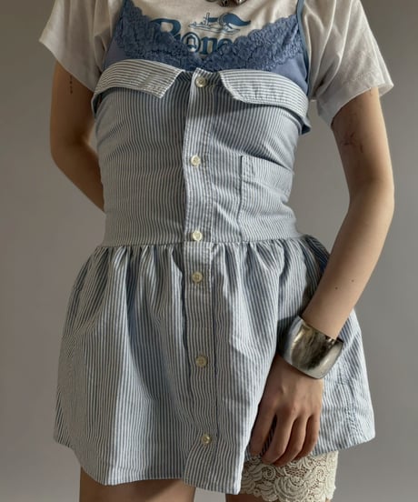 【RE;CIRCLE】  RE Stripe Shirt Mini One-Piece / 260611-002