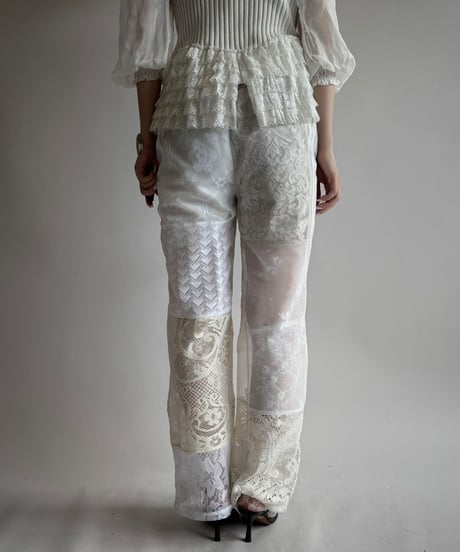 【RE;CIRCLE】 RE Crochet Lace Patch work Pants / 250731-010