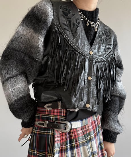 【USED】 Leather Fringe Vest /250102-020