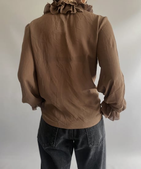 【USED】L/S Puff Sleeve See-through Top /230909-014