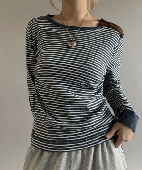 【USED】 Laure Ralph Lauren L/S Border Top / 260104-009