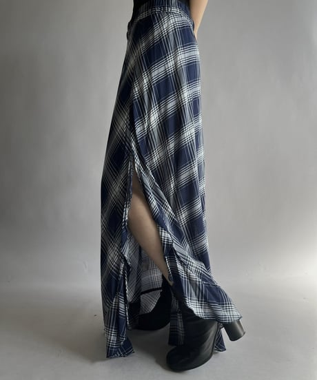 【USED】 Check Patterned Sheer Skirt / 241019-027