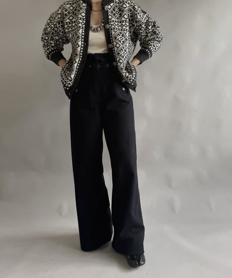 【USED】 Made in Norway  Wool100% Tirolean Knit Top /240120-019