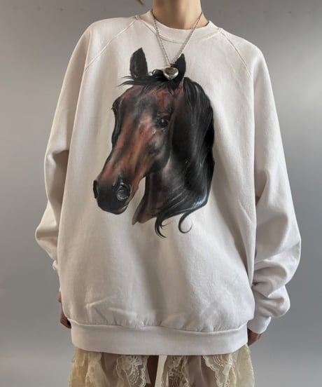 【USED】 90's Screen Stars Horse Sweat Top  /250927-022