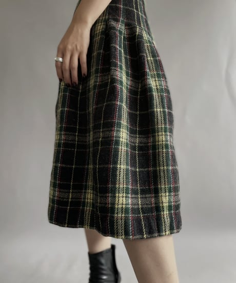 【USED】  Wool Checked Long Skirt / 221105-030