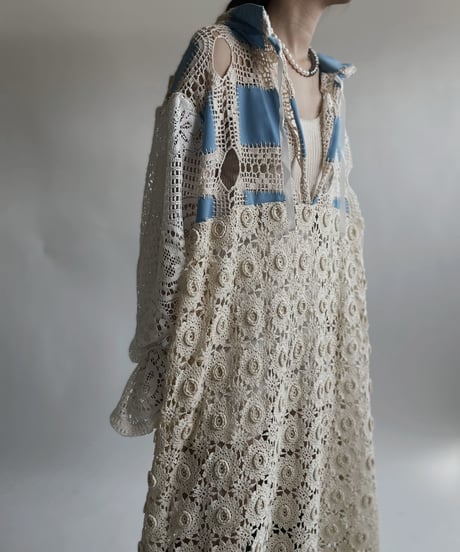 【RE;CIRCLE】 RE Crochet Lace Open Collar One-piece / 220427-033