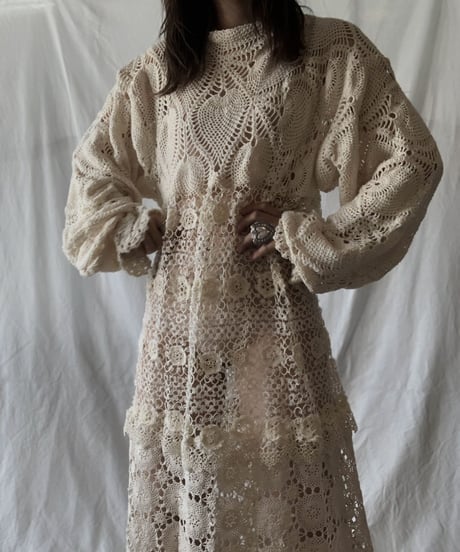【RE;CIRCLE】 RE Crochet L/S One-piece/210611-027