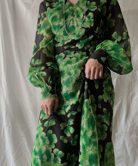【USED】  Clover Patterned Poly EURO Dress/210407-020