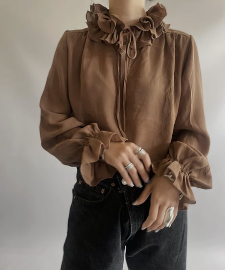 【USED】L/S Puff Sleeve See-through Top /230909-014