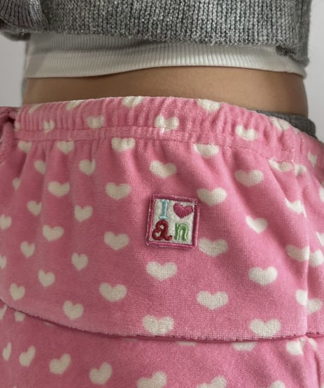 【USED】 Heart Pattern Cut Off Pile Mini Skirt / 260205-008