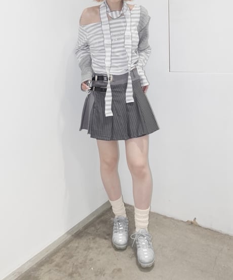 【RE;CIRCLE】 RE Border Off Shoulder Top /  250529-019