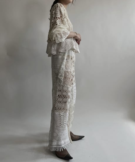 【RE;CIRCLE】 RE Crochet Lace Patchwork Tops / 220427-021