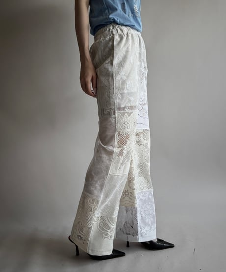 【RE;CIRCLE】 RE Crochet Lace Patch work Pants / 250731-006