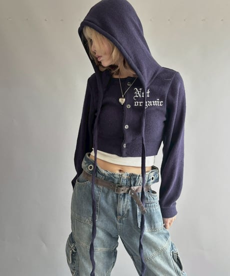 【RE;CIRCLE】 RE Hooded Acrylic Short Cardigan / 251016-002