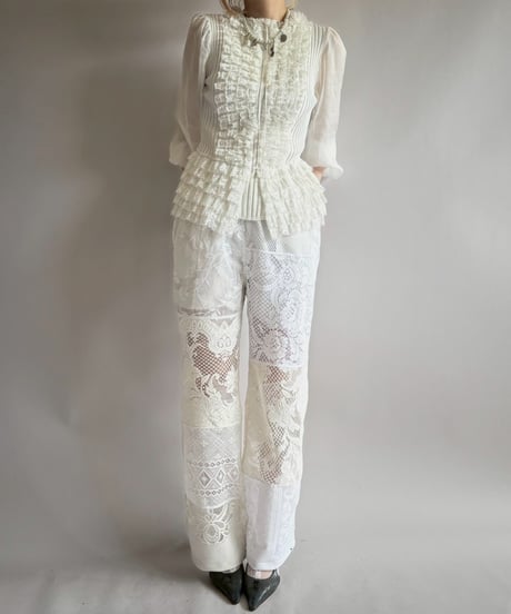 【RE;CIRCLE】 RE Crochet Lace Patch work Pants / 250731-010
