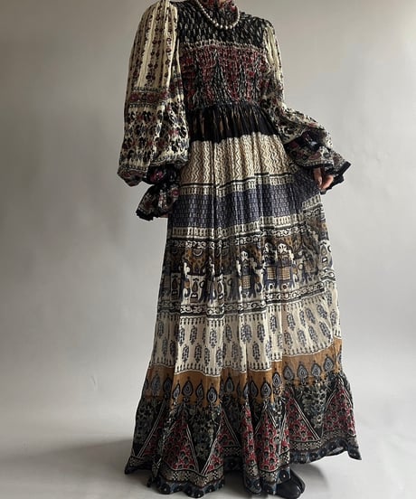 【RE;CIRCLE】 RE Indian Cotton Balloon Sleeved One-piece / 240912-002