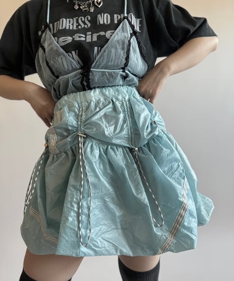 【RE;CIRCLE】 Re French Army Parachute Skirt Balloon Mini Sax Blue / 250424-002
