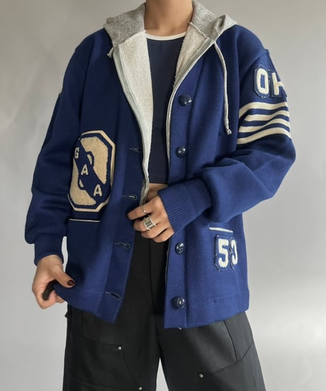 【USED】 Vintage Wool Lettered Cardigan/250118-018