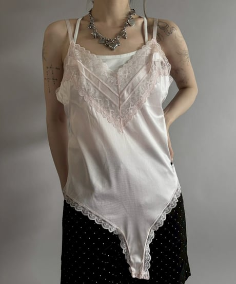 【USED】 Lace Design Camisole Leotard Top / 260328-009