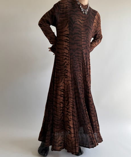 【USED】 Zebra Pattern Sheer Long One-Piece  /250322-032