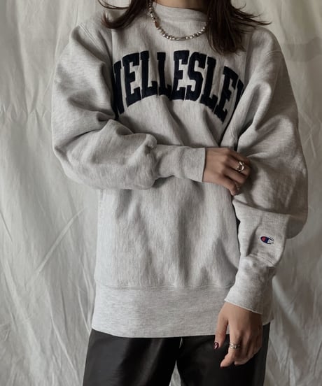 【USED】 90's USA Champion Reverse Weave WELLEALEY/210324-006