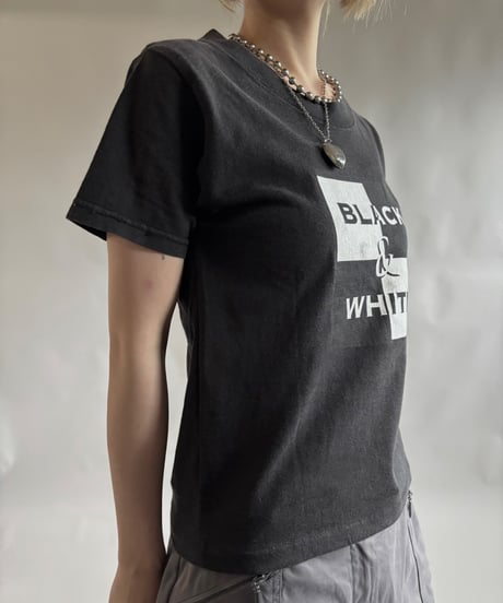 【USED】 RESIZED MADE in USA 90s GILDAN Black&White T-Shirt / 250830-011