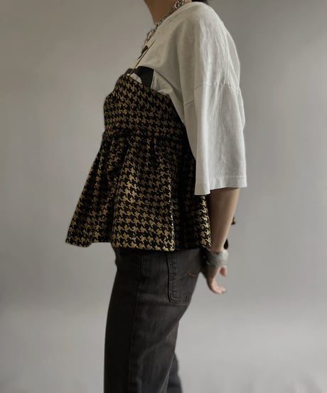 【USED】BRYAN and JOHNNY Houndstooth Patterned Camisole Top/ 240421-010