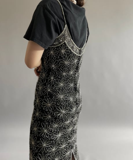 【USED】 Lame Patterned Camisole Long One-Piece /240810-014