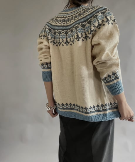 【USED】 Made in Norway Wool100% Tirolean Knit Top /240120-014
