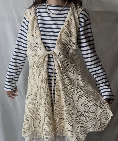 【RE;CIRCLE】  RE Crochet Long Vest /210512-004