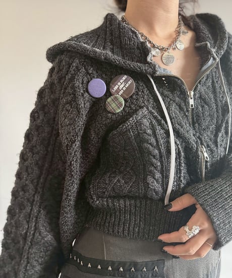 【RE;CIRCLE】 RE Aran Knit Double Zip-up Parka / Charcoal / 251030-006