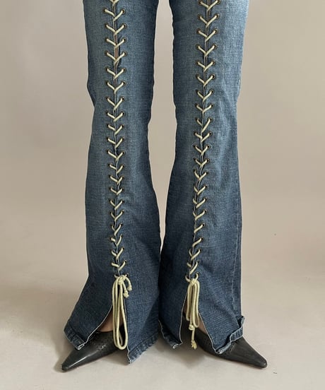 【USED】 Lace Up Denim Flare Pants/ 241221-009