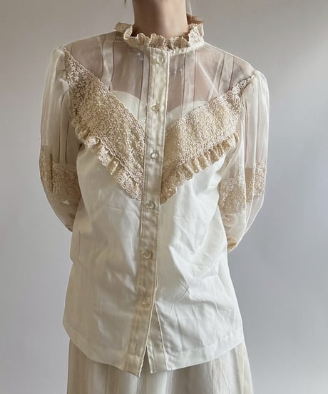 【USED】 Sheer Sleeve Design Shirt  / 250628-026