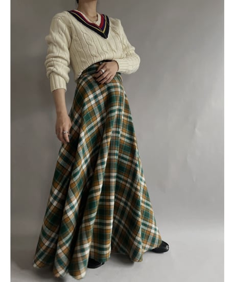 【USED】  Checked Long Skirt / 221105-023