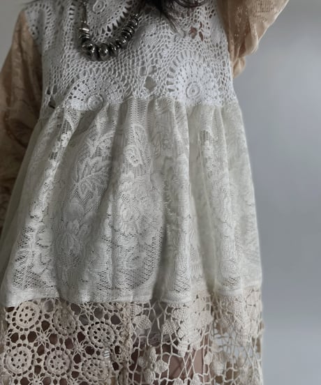 【RE;CIRCLE】 RE Crochet Lace Patchwork One-piece / 220526-009