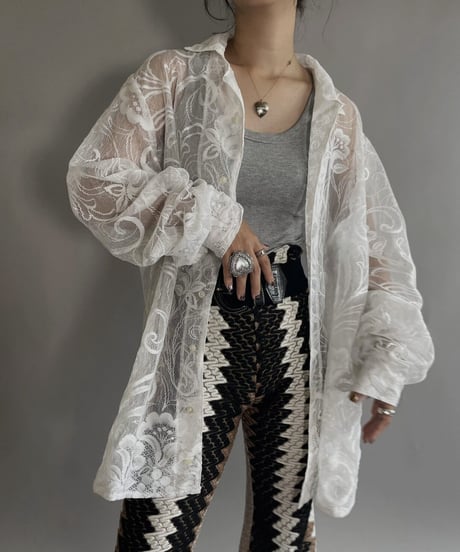 【RE;CIRCLE】 RE Men's Crochet Lace Shirt / 220915-005
