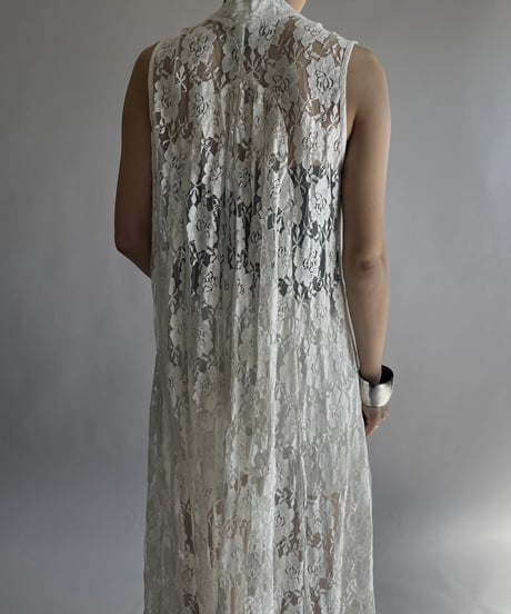 【USED】 Lace Patterned Lame Long One-Piece/241019-017