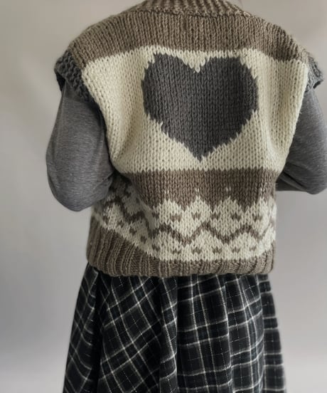 【USED】 heart Design Acrylic Knit Vest/ 231021-009